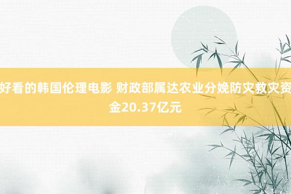 好看的韩国伦理电影 财政部属达农业分娩防灾救灾资金20.37亿元