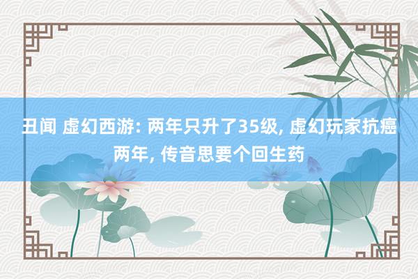 丑闻 虚幻西游: 两年只升了35级， 虚幻玩家抗癌两年， 传音思要个回生药