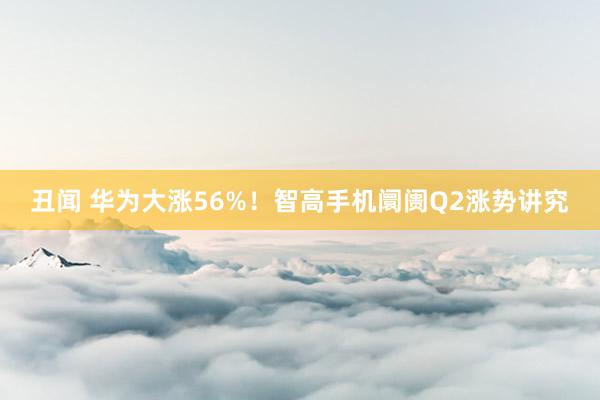 丑闻 华为大涨56%！智高手机阛阓Q2涨势讲究