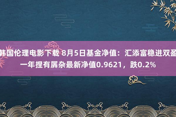 韩国伦理电影下载 8月5日基金净值：汇添富稳进双盈一年捏有羼杂最新净值0.9621，跌0.2%