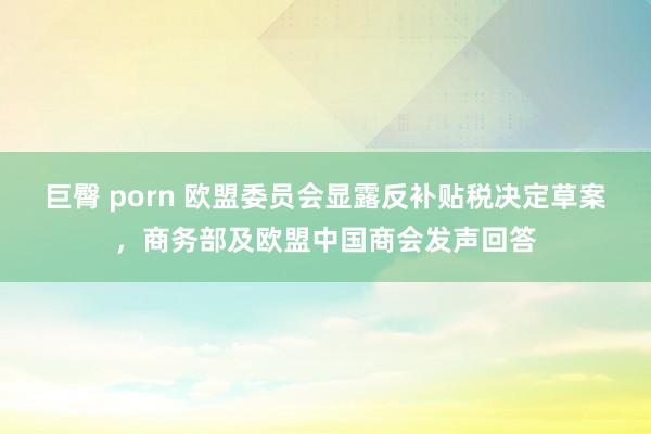 巨臀 porn 欧盟委员会显露反补贴税决定草案，商务部及欧盟中国商会发声回答