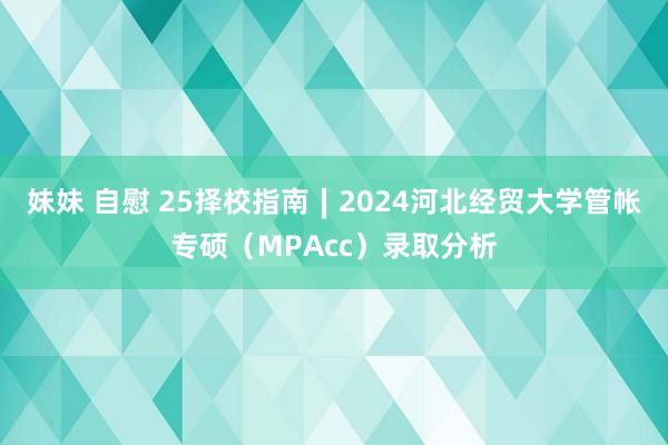 妹妹 自慰 25择校指南∣2024河北经贸大学管帐专硕（MPAcc）录取分析