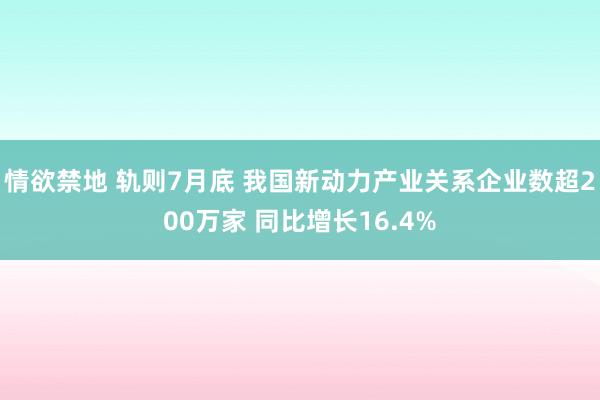 情欲禁地 轨则7月底 我国新动力产业关系企业数超200万家 同比增长16.4%