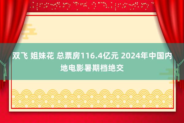 双飞 姐妹花 总票房116.4亿元 2024年中国内地电影暑期档绝交